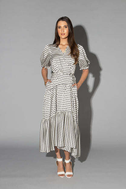 2149 - Macey Dress - Black/White Geo Print - Last one size 10