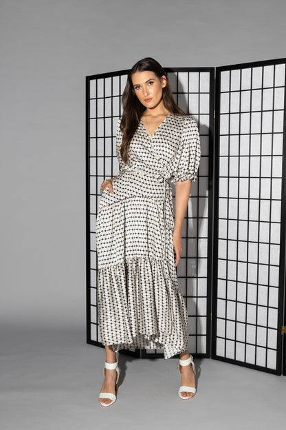 2149 - Macey Dress - Black/White Geo Print - Last one size 10