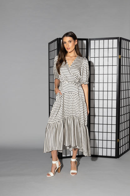2149 - Macey Dress - Black/White Geo Print - Last one size 10