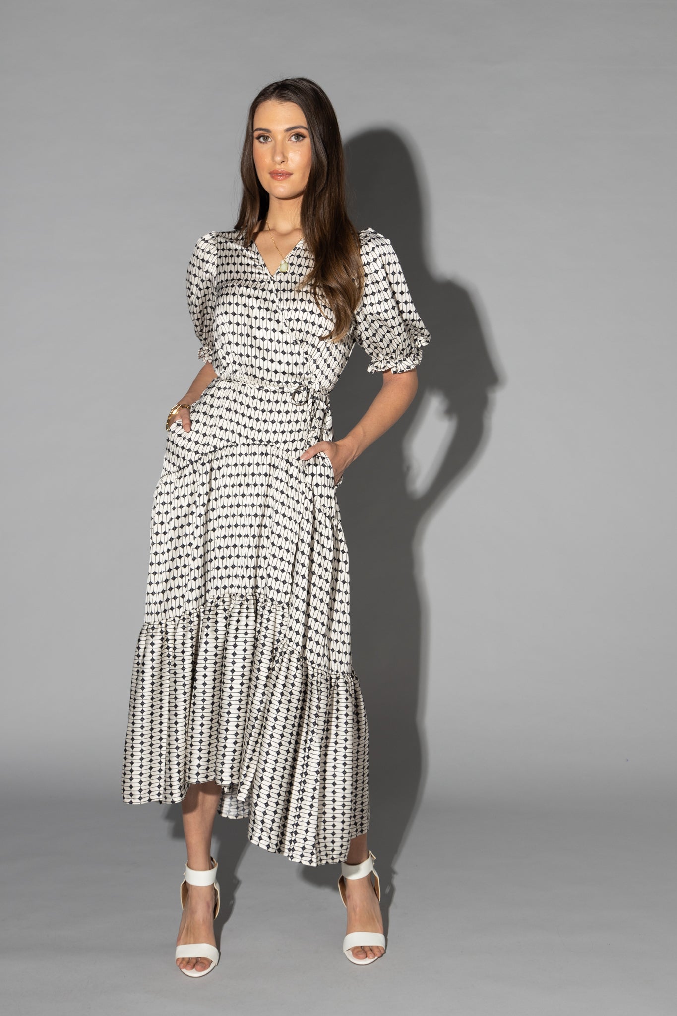 2149 - Macey Dress - Black/White Geo Print - Last one size 10