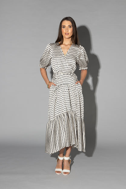 2149 - Macey Dress - Black/White Geo Print - Last one size 10