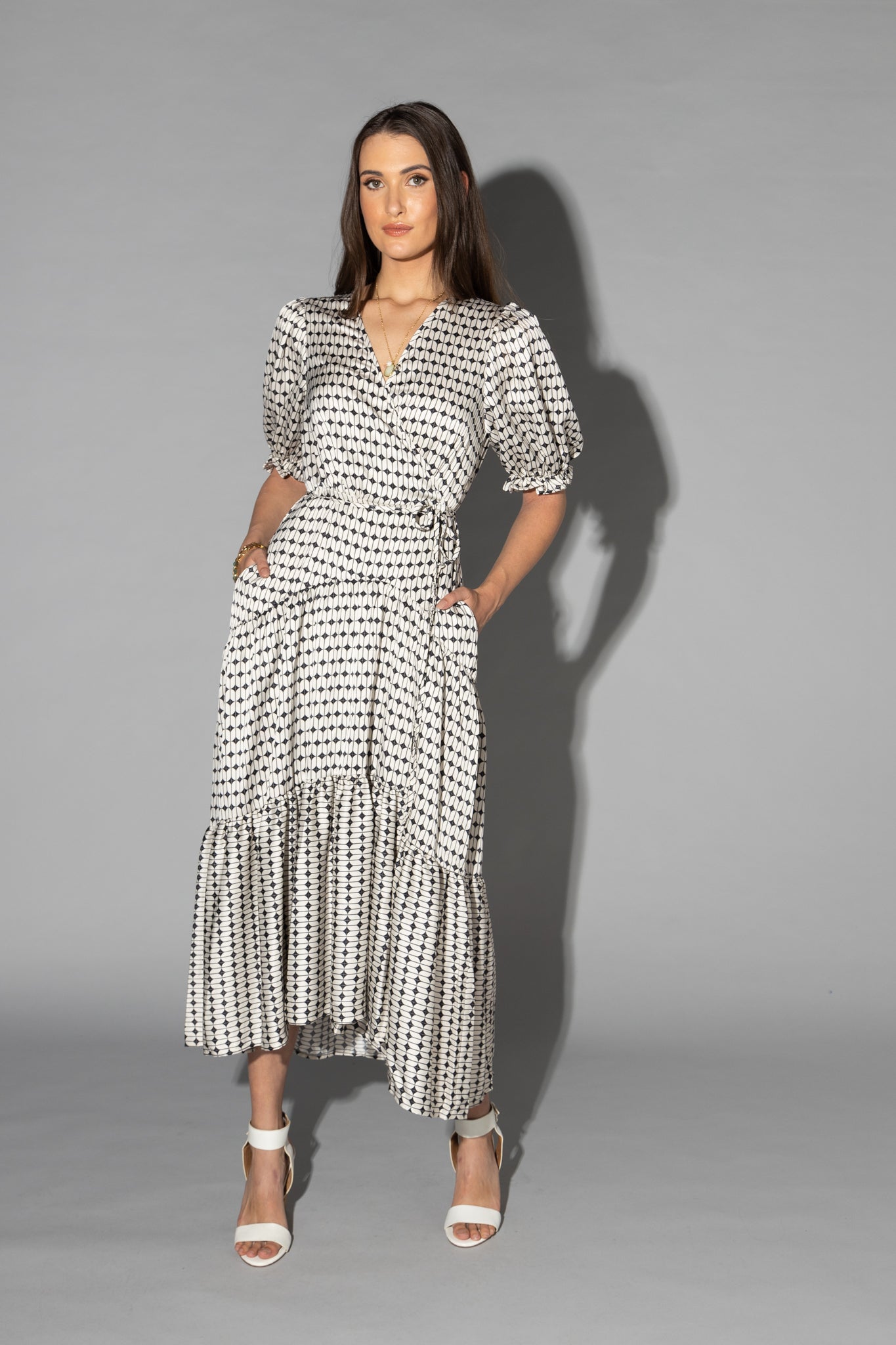 2149 - Macey Dress - Black/White Geo Print - Last one size 10