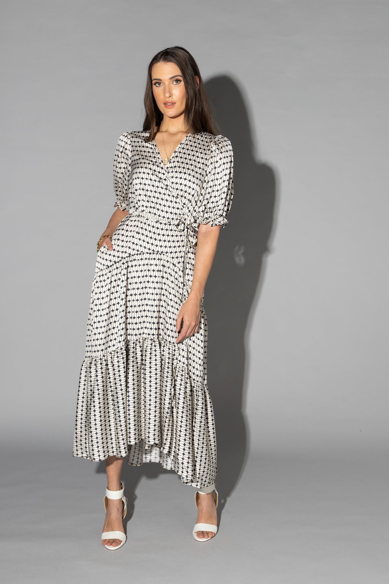 2149 - Macey Dress - Black/White Geo Print - Last one size 10