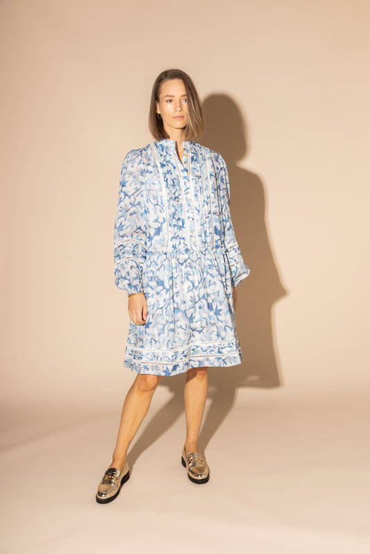 2162L - Skyes Linen Dress - Blue Water