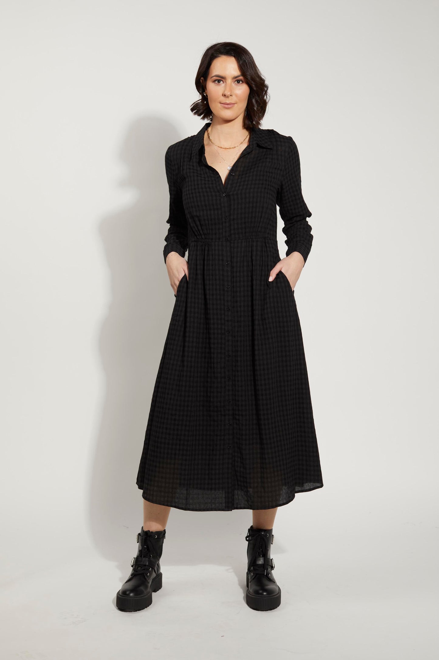 2164 - Canterbury Dress - Black Checker
