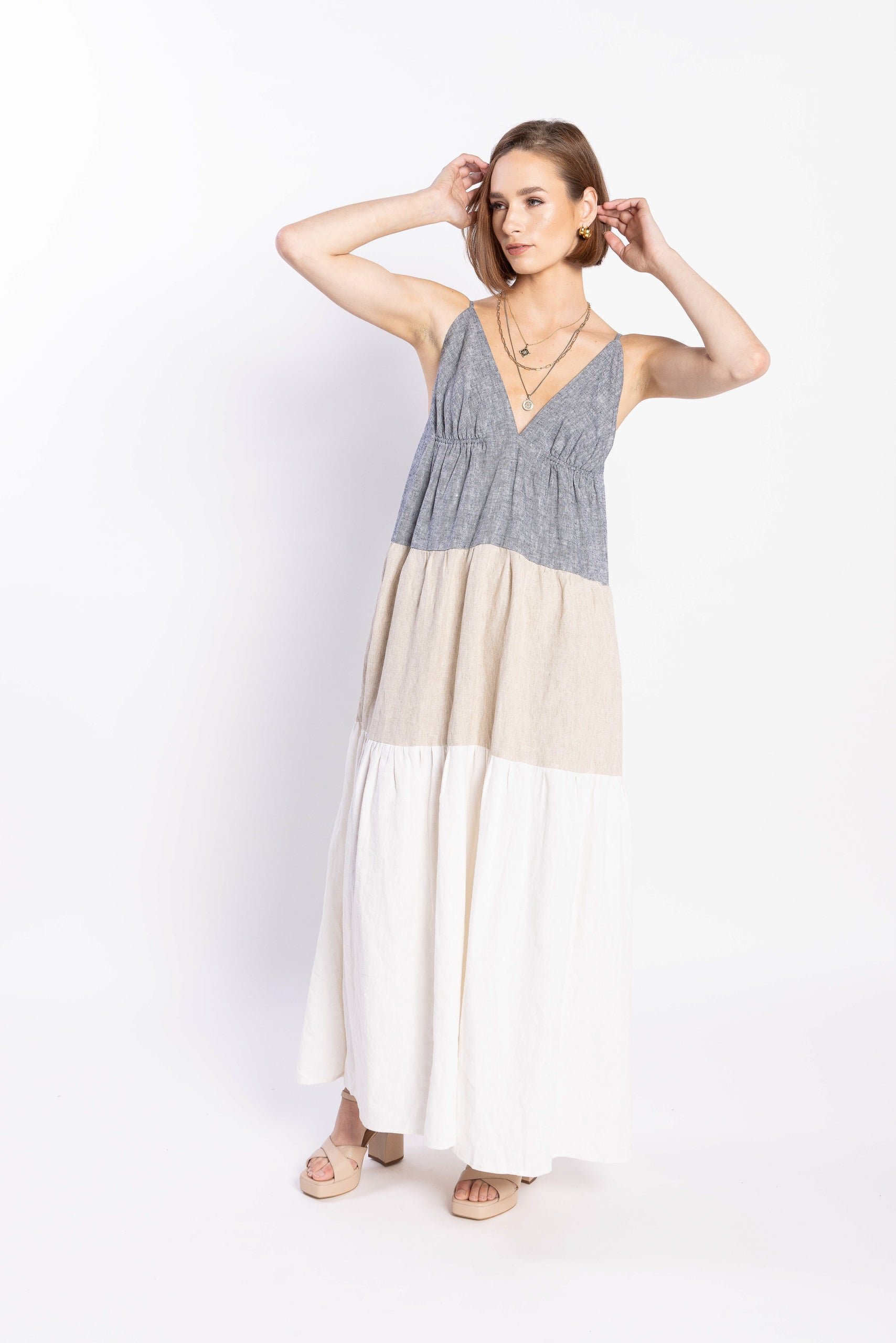 LOUGHLIN - 2193L - Descend Dress - Navy/Natural/White