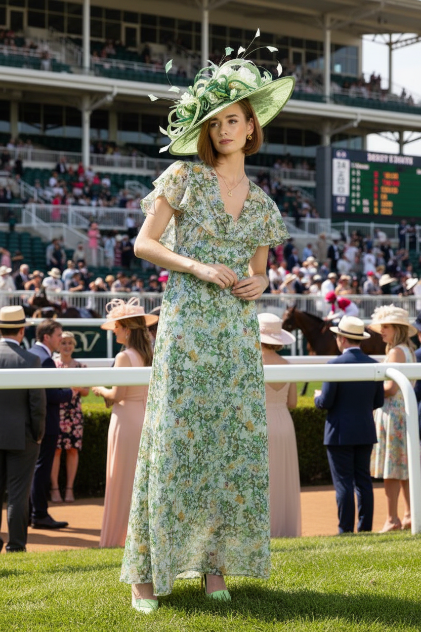 LOUGHLIN - 2196L - Flutter Dress - Green Meadow