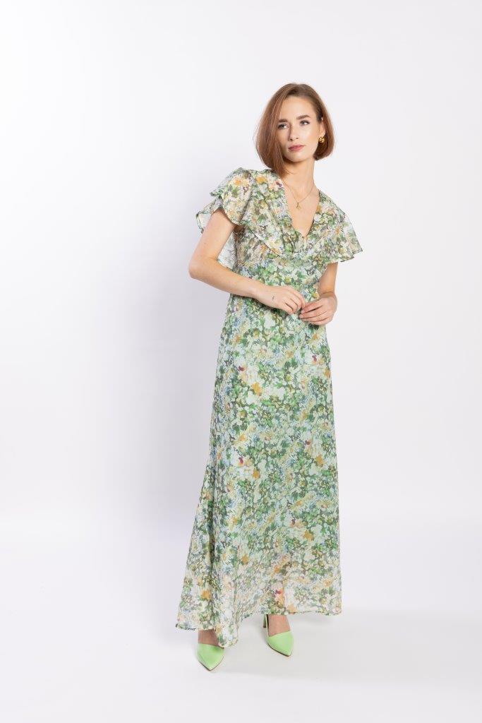 LOUGHLIN - 2196L - Flutter Dress - Green Meadow
