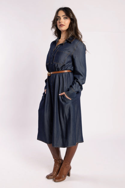 2211 - Denver Dress - Dark Denim