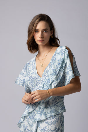 2223 - Breeze Dress - Blue Damask