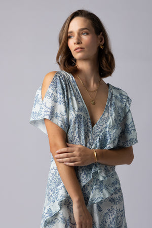 2223 - Breeze Dress - Blue Damask