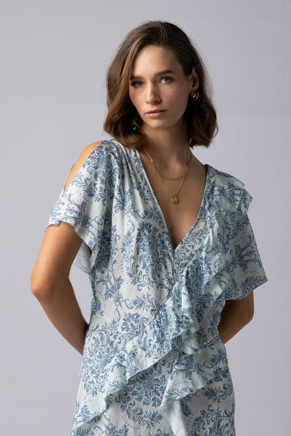 2223 - Breeze Dress - Blue Damask