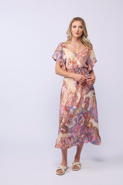 BARCELONA DRESS - PINK PAISLEY