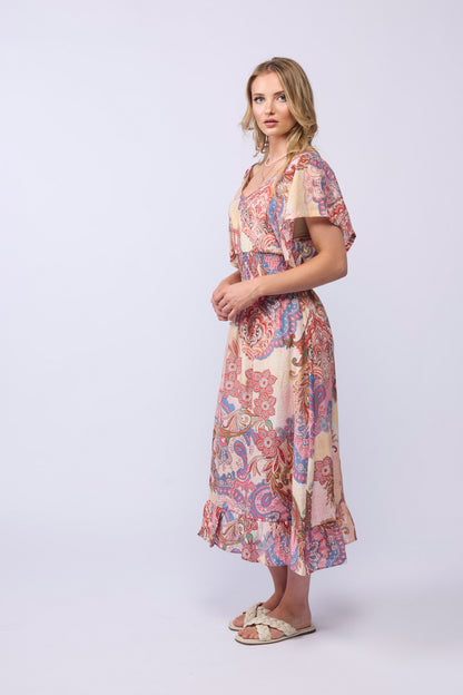 BARCELONA DRESS - PINK PAISLEY