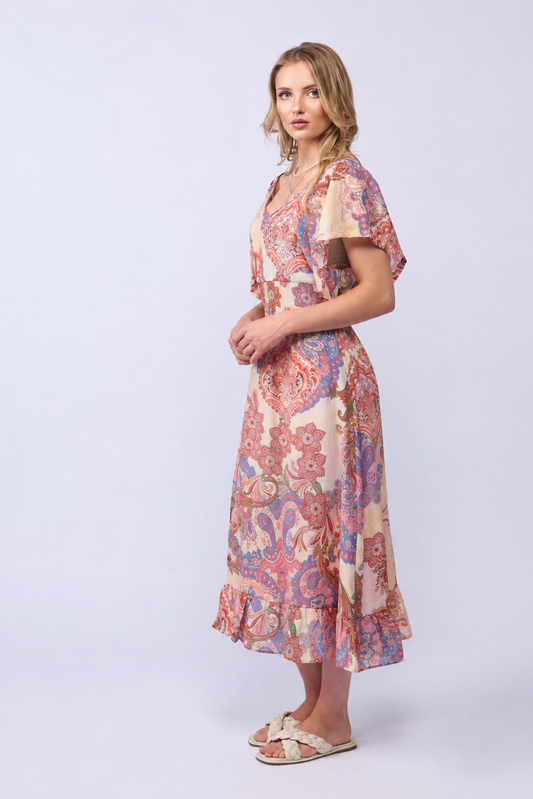 BARCELONA DRESS - PINK PAISLEY