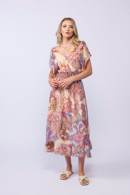 BARCELONA DRESS - PINK PAISLEY