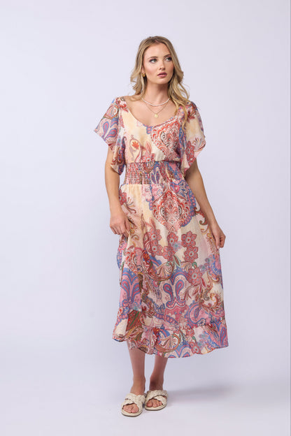 BARCELONA DRESS - PINK PAISLEY