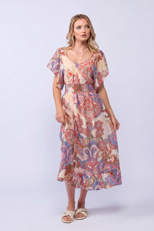 BARCELONA DRESS - PINK PAISLEY