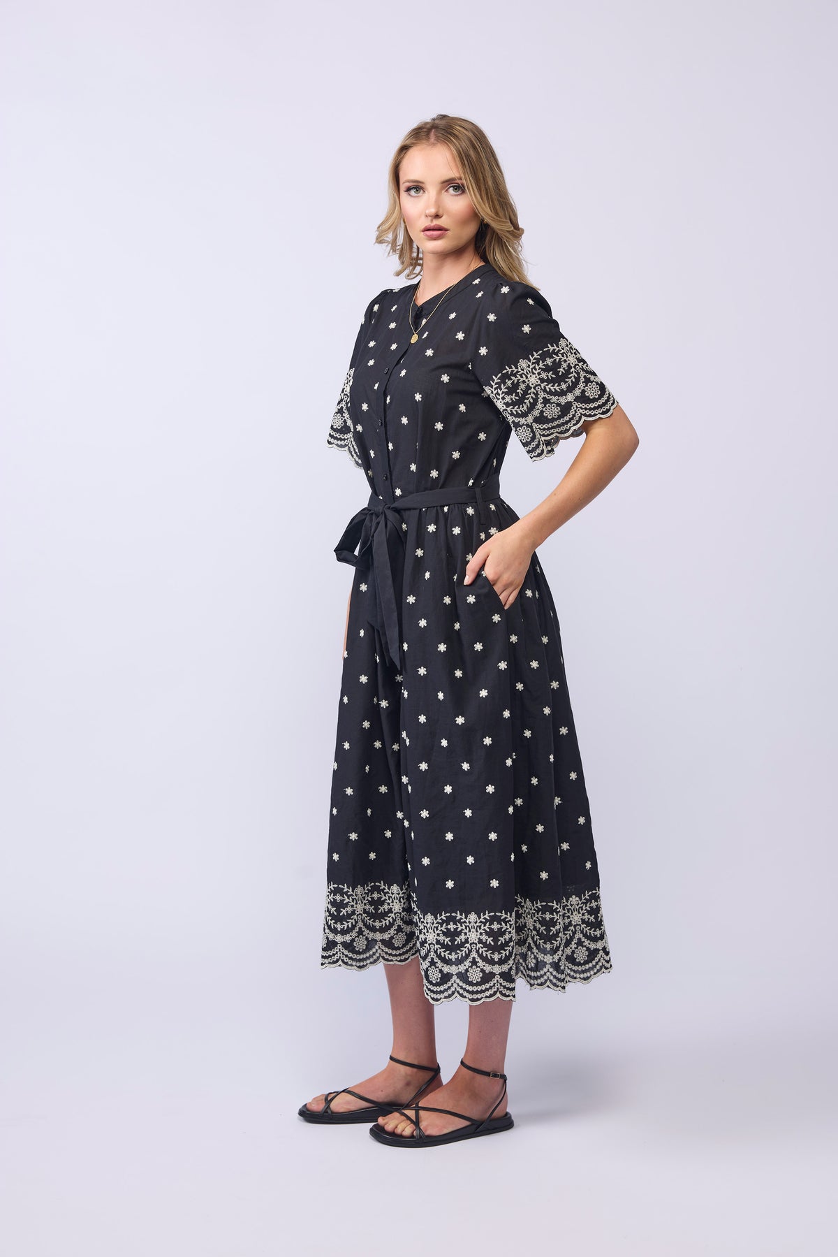 CHARLIE DRESS - BLACK CHANTILLY