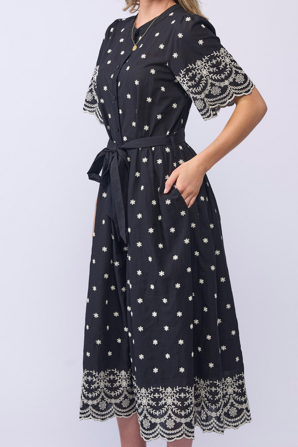 CHARLIE DRESS - BLACK CHANTILLY