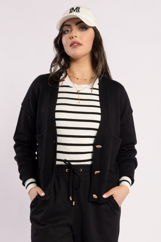 3064L - Vespa Cardi - Black LAST ONE : SMALL
