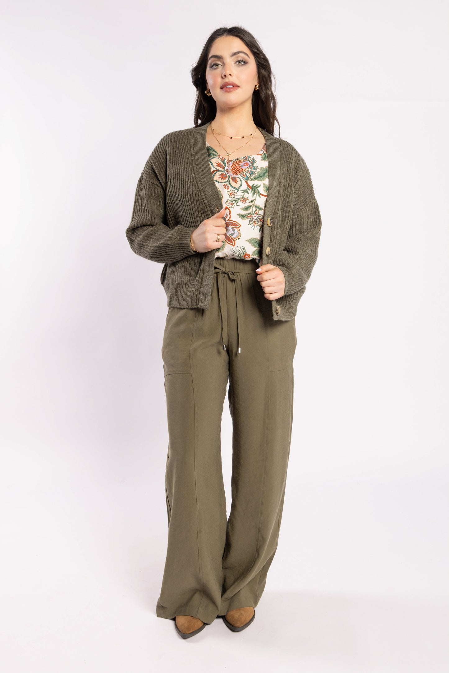 3075 - Taffy Cardi - Olive Green