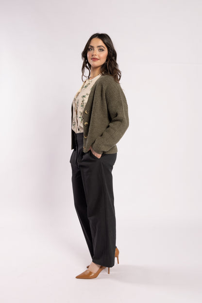 3075 - Taffy Cardi - Olive Green