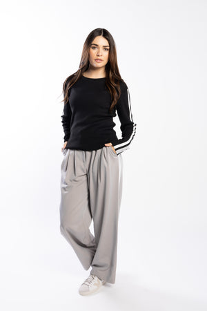 3077 - Racer Sweater - Black/Pearl/Silver