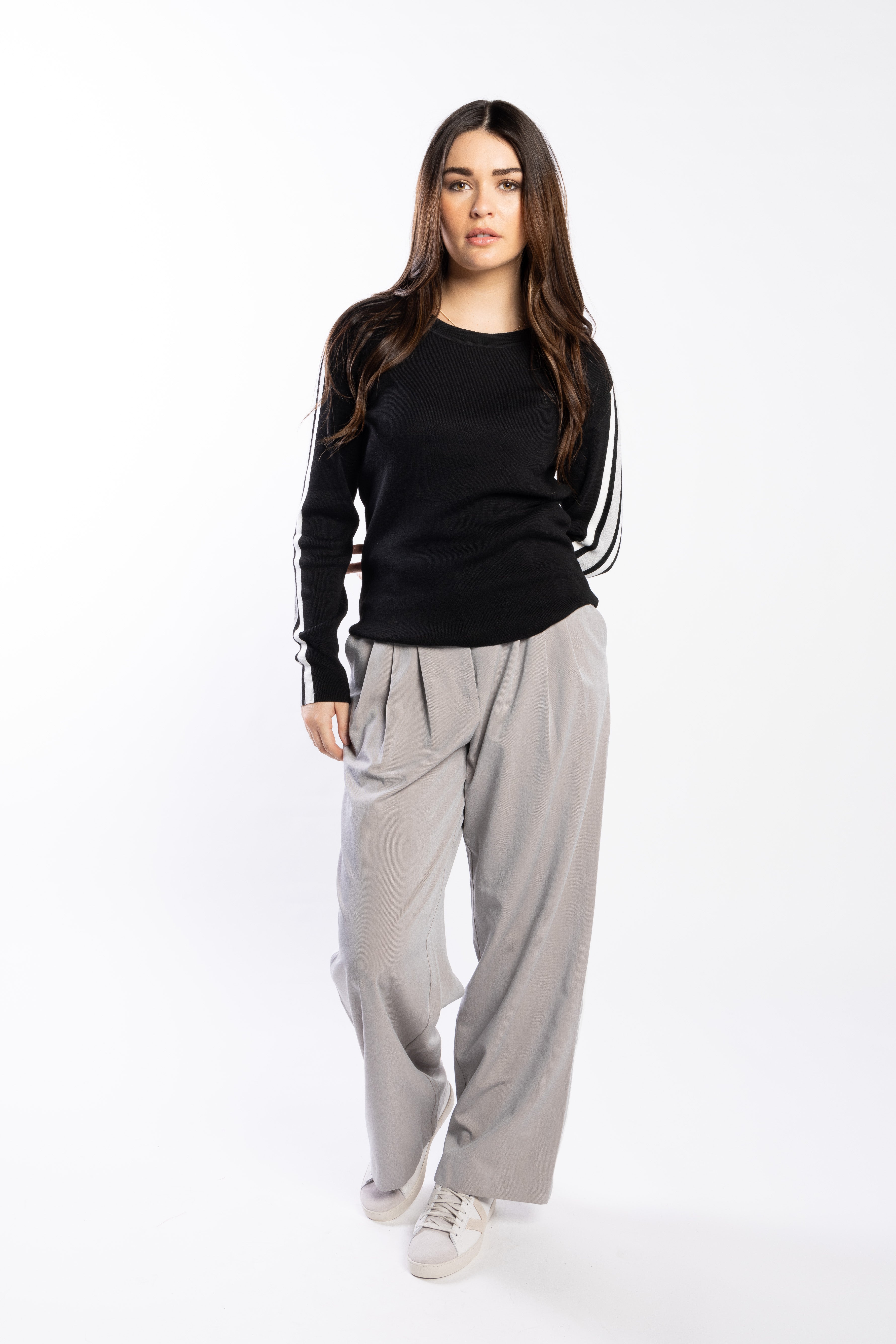 3077 - Racer Sweater - Black/Pearl/Silver