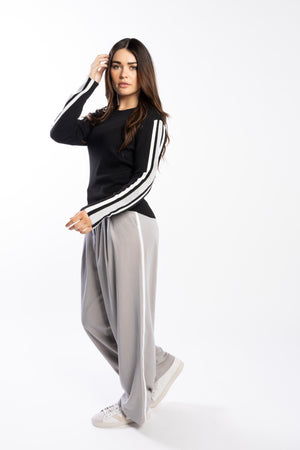 3077 - Racer Sweater - Black/Pearl/Silver