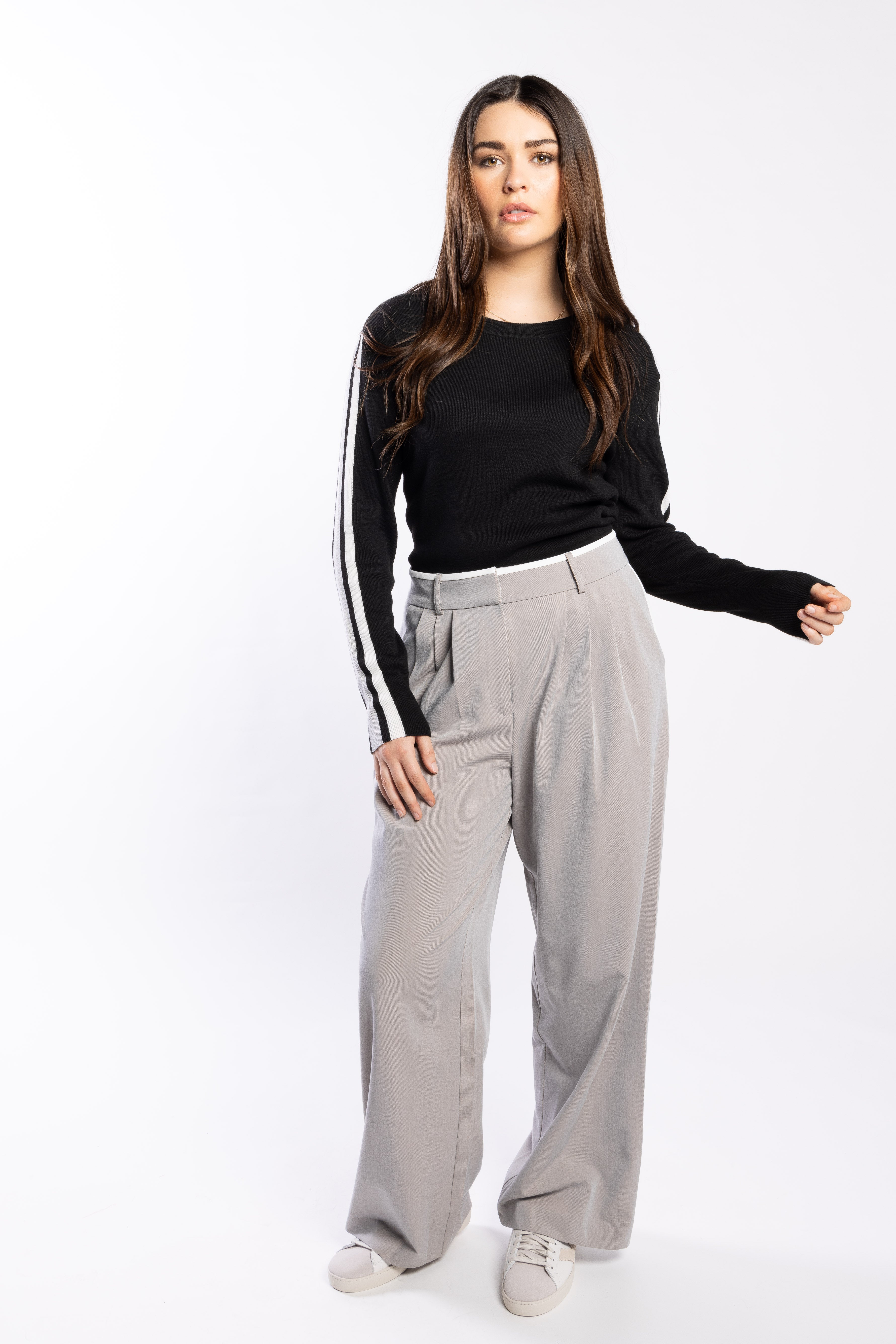 3077 - Racer Sweater - Black/Pearl/Silver