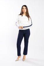 3077 - Racer Sweater - Pearl/Ink/Silver