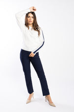 3077 - Racer Sweater - Pearl/Ink/Silver