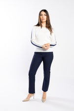 3077 - Racer Sweater - Pearl/Ink/Silver