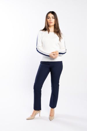 3077 - Racer Sweater - Pearl/Ink/Silver