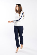 3077 - Racer Sweater - Pearl/Ink/Silver