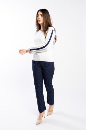 3077 - Racer Sweater - Pearl/Ink/Silver