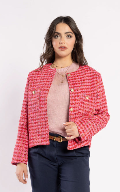 5075 - Seine Blazer - Pink Herringbone