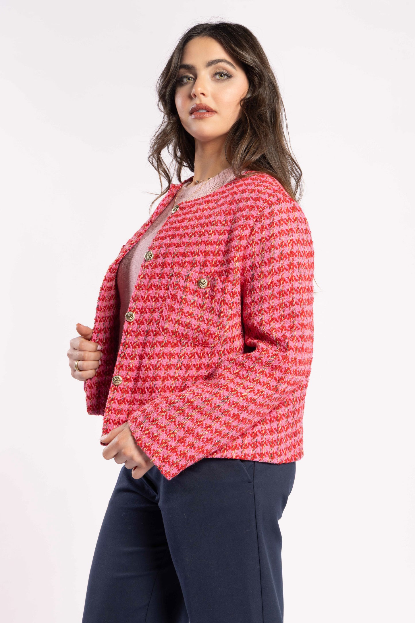 5075 - Seine Blazer - Pink Herringbone