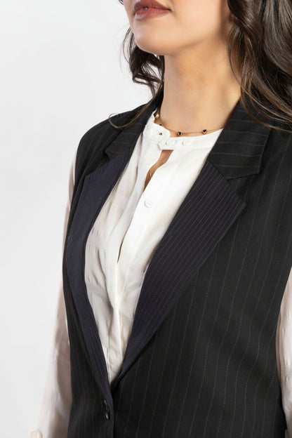 Au Lait Waistcoat - Noir Stripe
