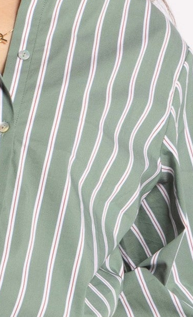 8043 - Fray Shirt - Green Stripe