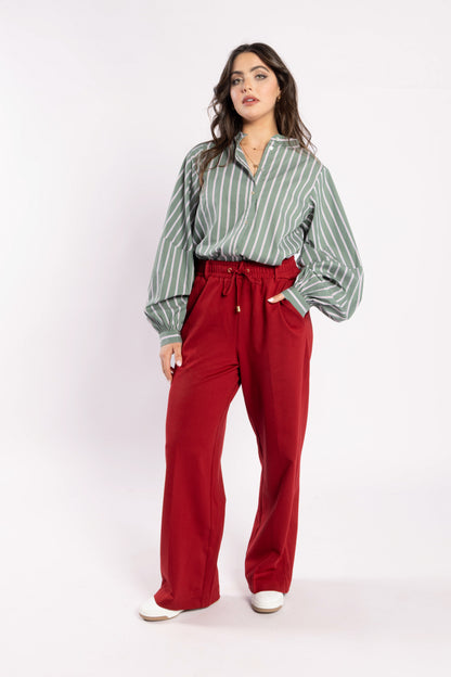 8043 - Fray Shirt - Green Stripe