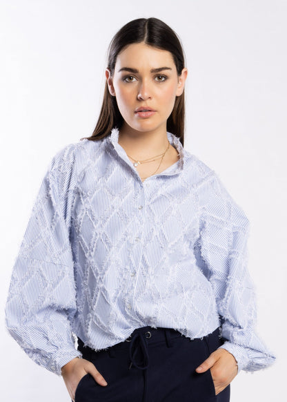 8043 - Fray Shirt - Blue Stripe
