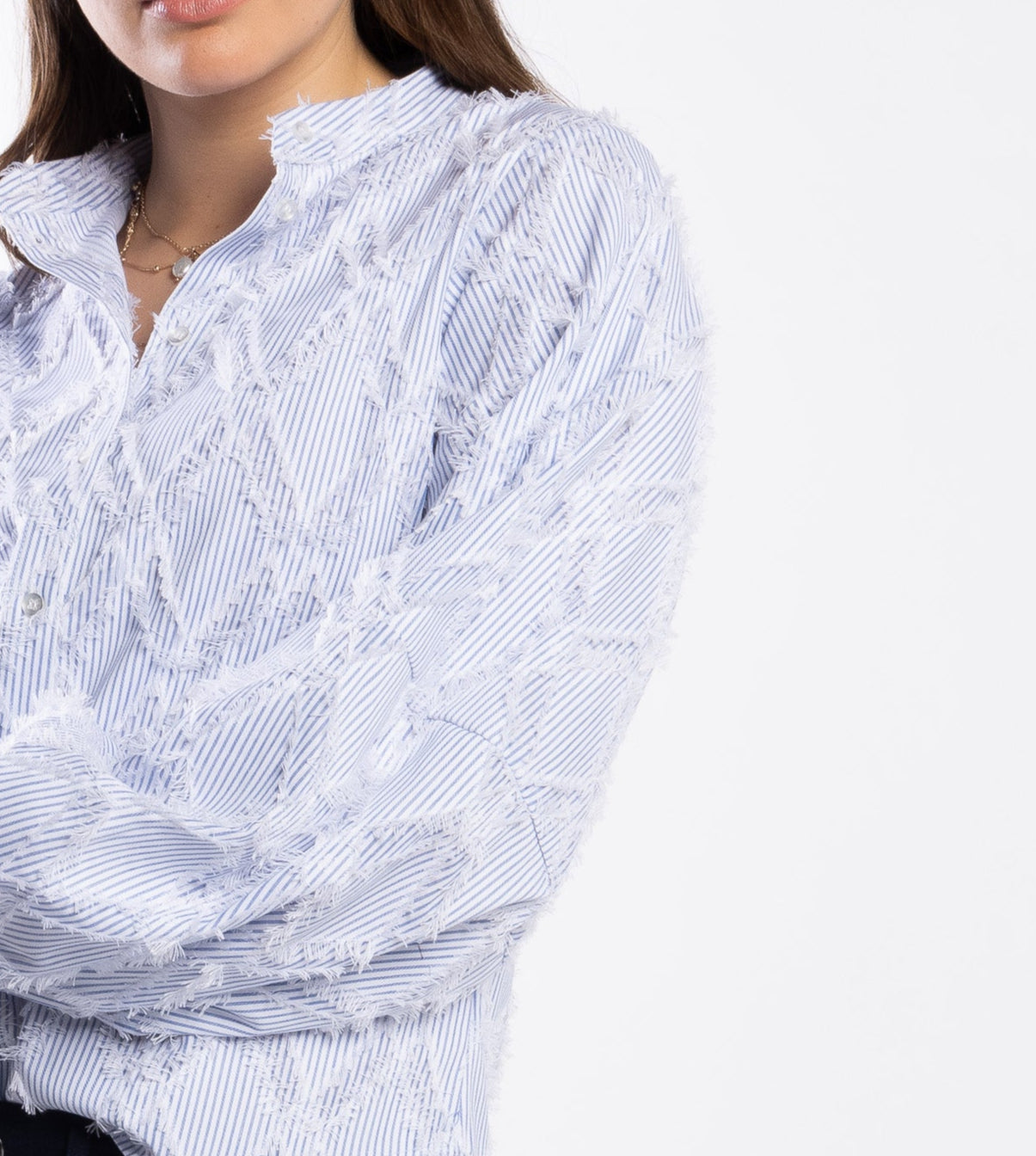 8043 - Fray Shirt - Blue Stripe