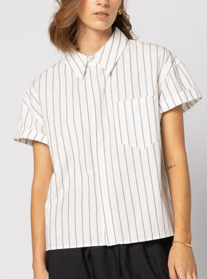 8047 - Fonze Shirt - White/Black Stripe