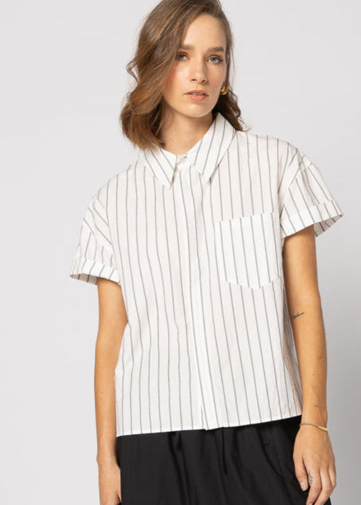 8047 - Fonze Shirt - White/Black Stripe
