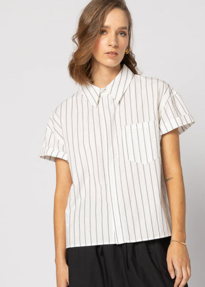 8047 - Fonze Shirt - White/Black Stripe