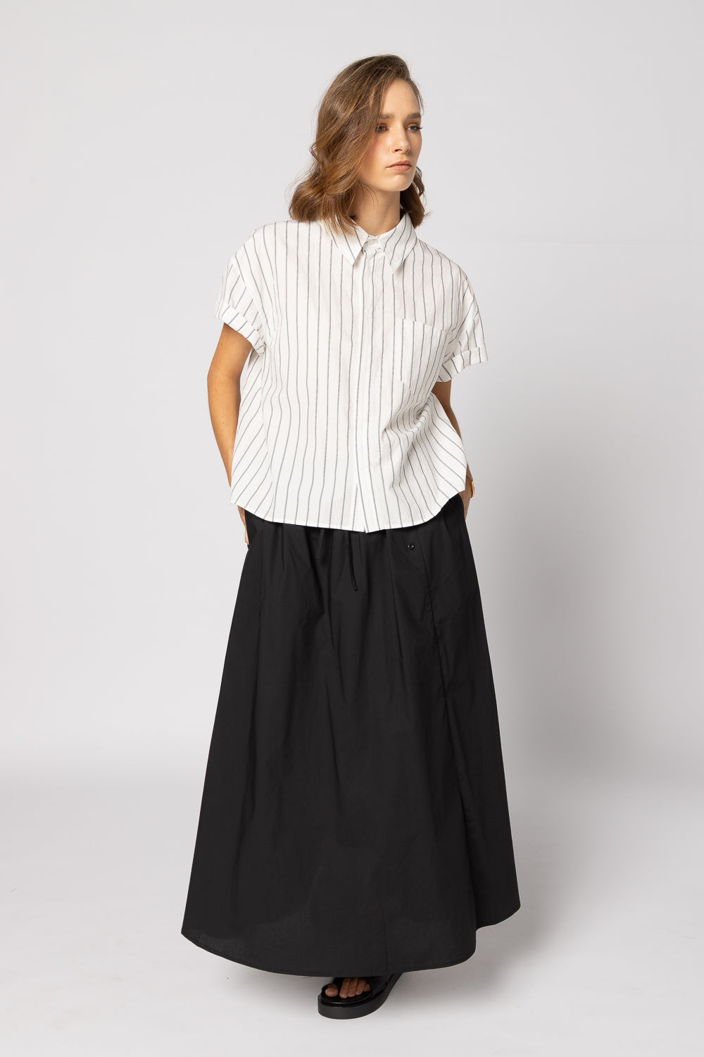 8047 - Fonze Shirt - White/Black Stripe