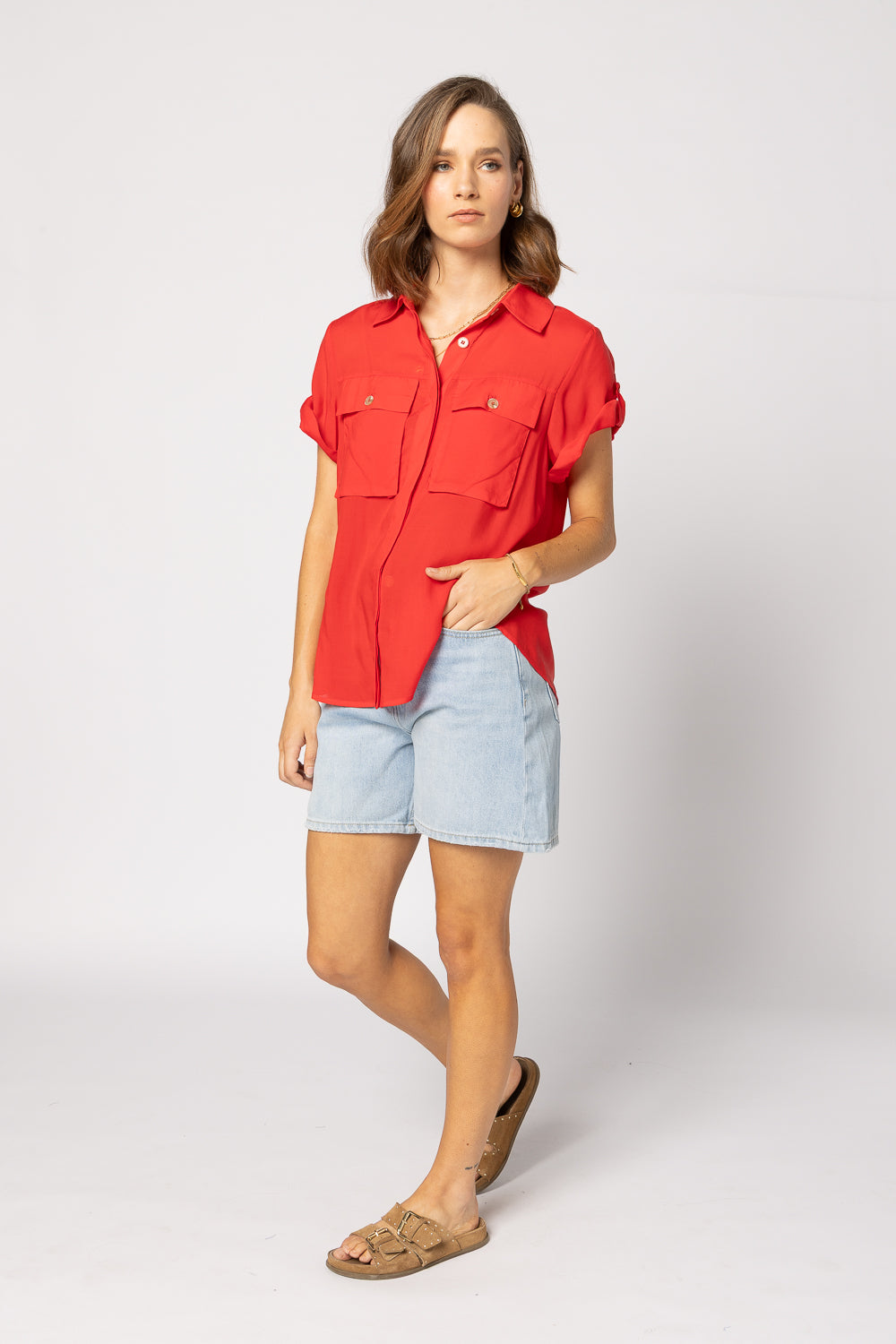 8049 - Lynn Shirt - Fire Red
