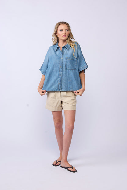 TORI DENIM SHIRT - BLUE WASH